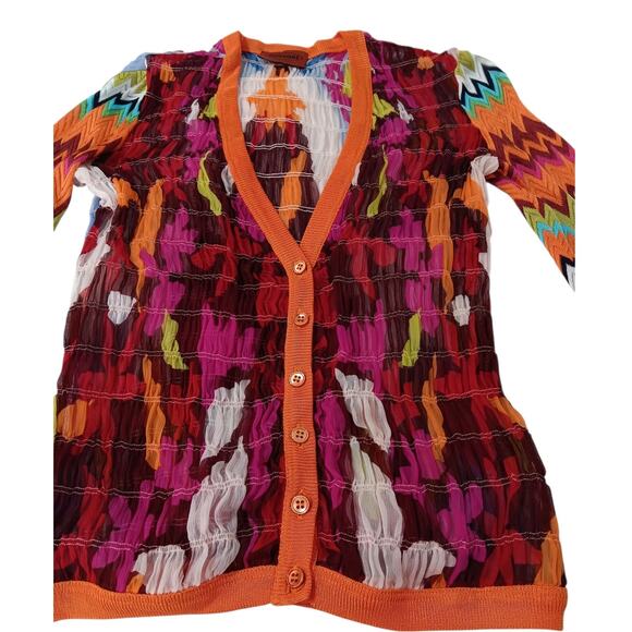 MISSONI Crochet Knit Maxi Mid Dress Smocked Cardigan Set Pristine 40/4 Two Piece - Picture 5 of 16